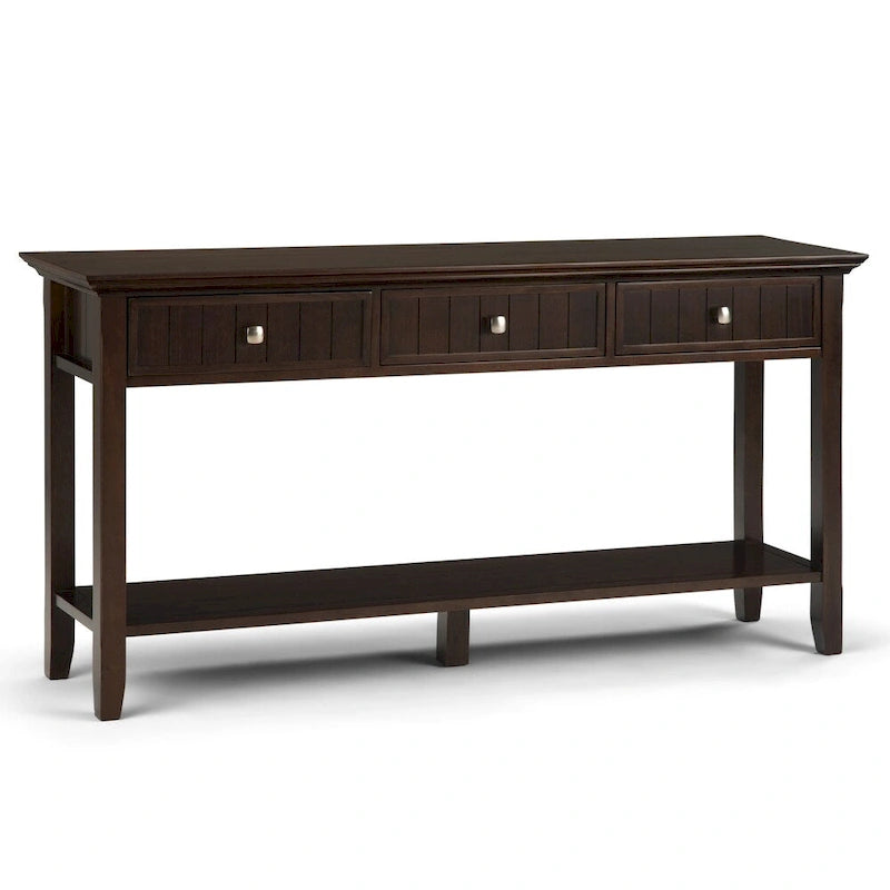 Table de console/d'entrée de style transitionnel en bois massif à larges planches, 60 pouces de largeur - 60 x 16 x 30