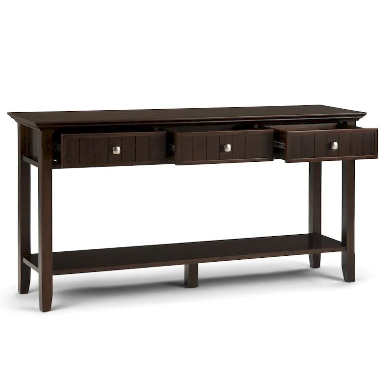 Table de console/d'entrée de style transitionnel en bois massif à larges planches, 60 pouces de largeur - 60 x 16 x 30