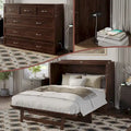 Northfield Full Murphy Bed Chest with Mattress in Burnt Amber