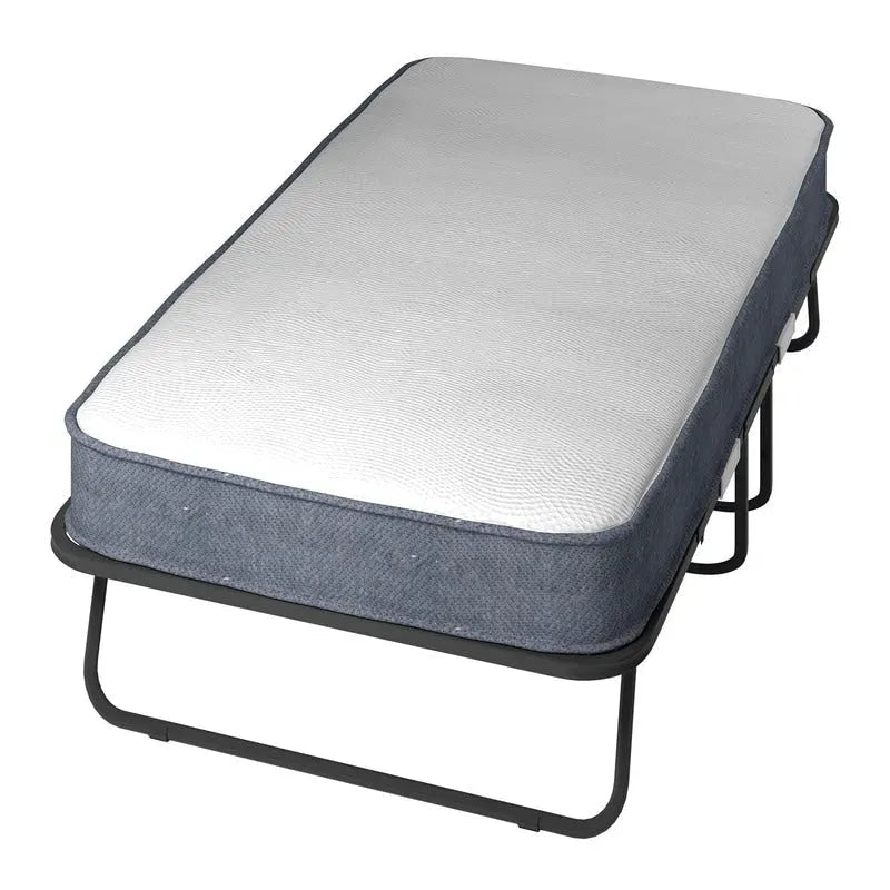 Lit pliant gain de place avec matelas, lit portable avec roulettes verrouillables