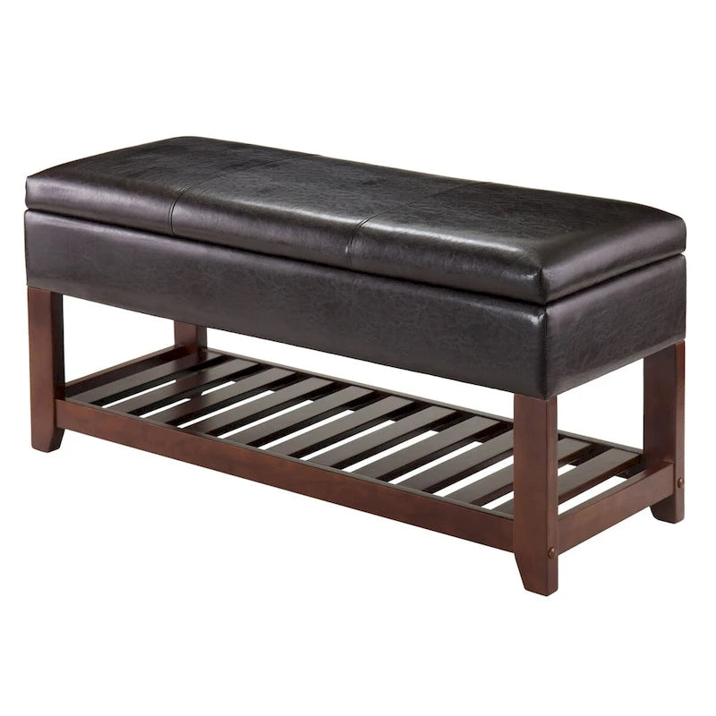 Monza Storage Chest Bench, Espresso and Walnut - 42.52W x 15.75D x 20.47