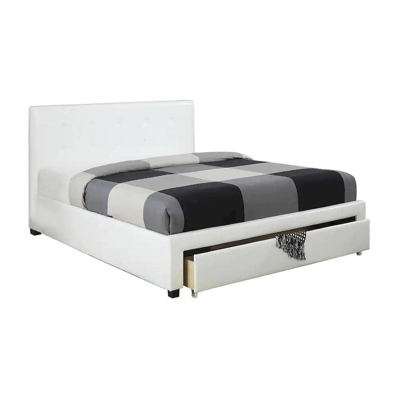 Lit de rangement queen size, en similicuir rembourré