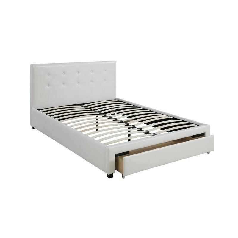 Lit de rangement queen size, en similicuir rembourré