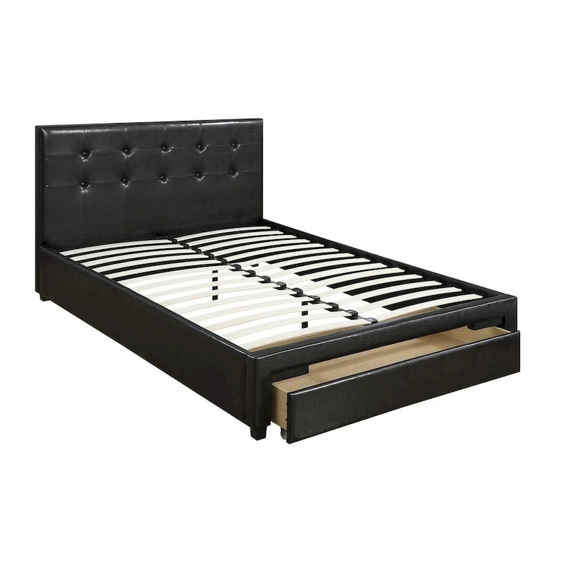 Lit de rangement queen size, en similicuir rembourré