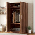 Armoire en bois à deux portes (avec 3 étagères de rangement), marron