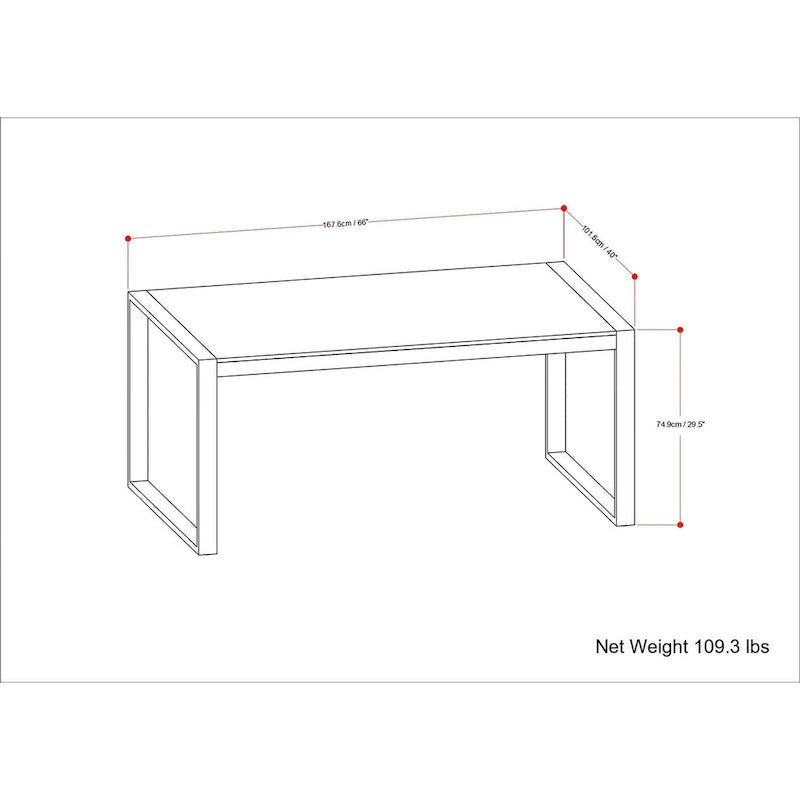 Table de salle à manger rectangulaire moderne de style industriel, 66 x 40 pouces — 66 pouces de largeur